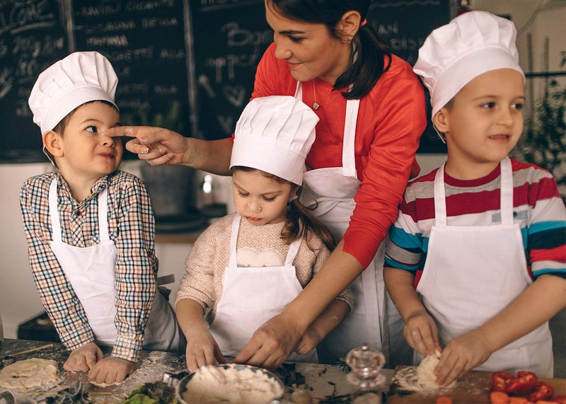 ESHATO 3 Pack Kids Chef Hat, Adjustable Elastic Cotton Cooking Cap for Children White - Image 3